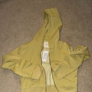 American Eagle Outfitters Yellow Hooded Cropped Jacket
